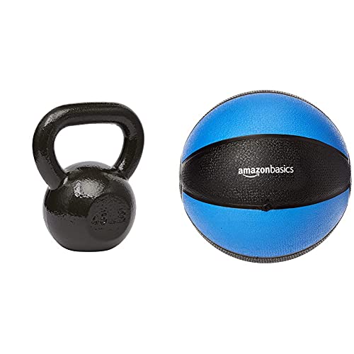 Amazon Basics Cast Iron Kettlebell 15 Pounds, Black & Workout Fitness