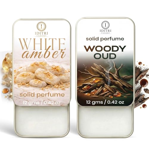 Image of IDITRI EXPORT Solid Perfume |Woody oud&White amber Alcohol Free Wax Perfume Balm, Long Lasting | Pocket Tin 12g, Pack Of 2| Non Greasy Smooth Glide, Travel Friendly Unisex Gifts He Or Her