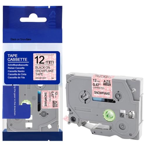 xv^[f12mm݊xe[vTZE631 TZE231 TZE131 PTH110 PTP710BT PTD200 PTD210 PTH100œ(Black on Snowflake)