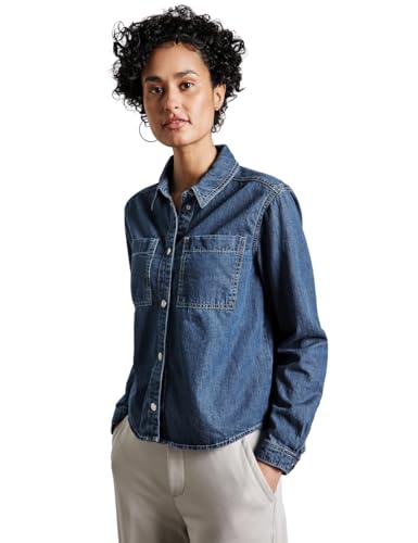 STREET ONE Damen A345453 Kurzes Jeanshemd, Medium Blue Clean, 38 EU