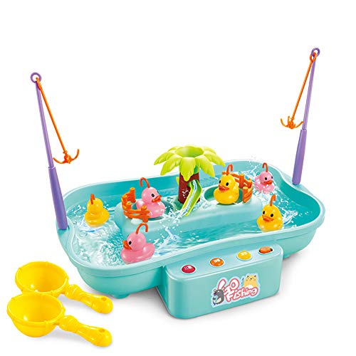 Angelspiel-Spielzeugset, Musikwassertisch, Schwimmender Fisch Und Enten Mit Strudelwasserteich Und Angelruten-Wasserspielset Für Kleinkinder