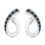 DGOLD Sterling Silver Round Diamond Black Twisted Fashion Earring (1/6 CTTW)