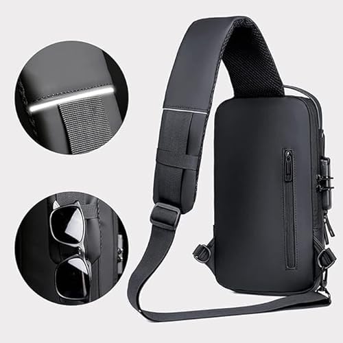 Image of Anti-Theft Cross Body Sling Bag With Password Lock, Waterproof Chest Shoulder Backpack For Mobile, Tablet, Wallet, Passport, Daily Office Outdoor Use