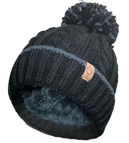 OnlyBee Herren Warme Winter Grobstrick Ski Bommel Pompon Mütze...