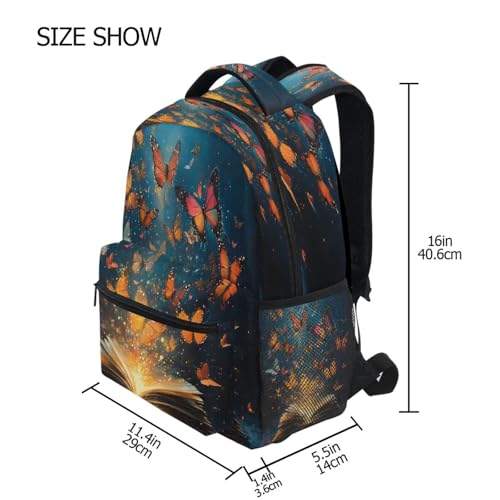 Book Butterfly Starry Backpack for School Boys Girls Adults Kids Bookbag Laptop Bag 15L4