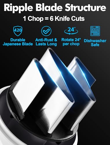 Image of Food Chopper, Hand Chopper Dicer Easy to Clean, Manual Slap Vegetable Chopper Onion Cutter, Garlic Chopper Mincer for Onion, Nut, Tomato, Pepper, Celery, etc, White