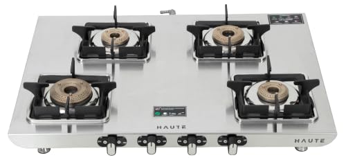 Image of Haute Essencia Elite series 4 Burner Manual Gas Stove | 1.2 MM Stainless Steel body 5 year warranty| Door Step service | 2 year product Warranty by Haute Home