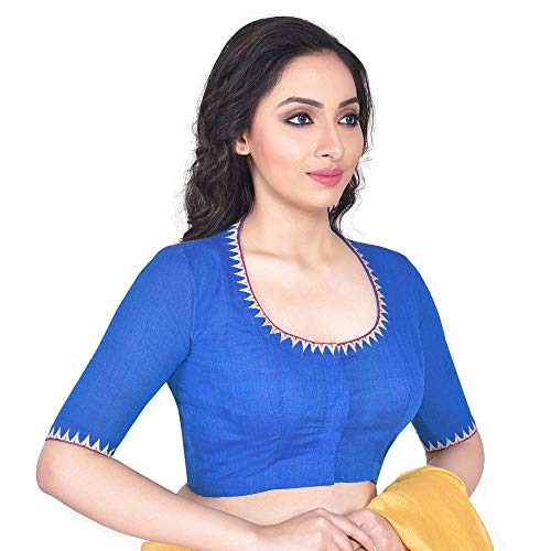 Image of RENE Women's Cotton Embroidered Half Sleeve Blouse