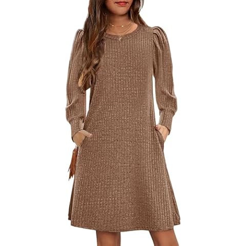 YOVION Girls Long Sleeve Sweater Dress Cover