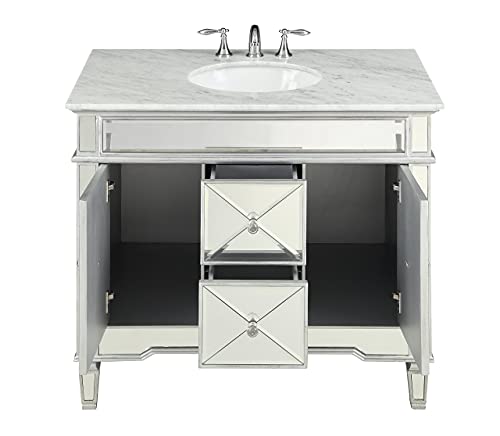 44” Carrara Marble All-Mirrored Reflection Adelia Bathroom Sink Vanity Dh13Q355 #TOP1
