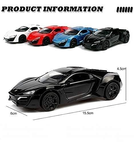 Image of 1:32 Scale LYKAN Hyper Sport Toy Car | Metal Pullback Diecast Car for Kids with Openable Doors, Sound, Light Effects Toy for Car Enthusiasts (Color As Per Available), black