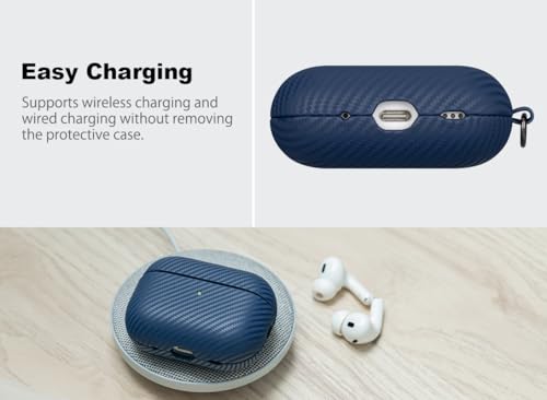 Image of Haobobro Leather Case - for AirPods Pro 3 Case Cover with Keychain - Selected Skin-friendly Leather, Carbon Fibre Texture, Handmade Shockproof Hard Cover for AirPods Pro 3rd Generation Earbuds - White