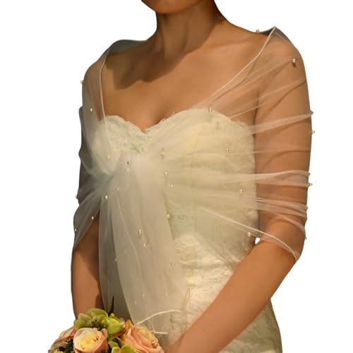 Pearl Bridal Shawl Soft Tulle Evening Dress Shawl Bridal Scarf Wedding Wraps Women Fashion Capes