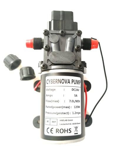 CYBERNOVA DC 24V 7.0L /MIN Pompa a membrana intelligente (con pressostato) Pompa dell'acqua autoadescante a basso rumore per Caravan/Barca/Camper/Giardino/Camper Pulizia/Spruzzatura