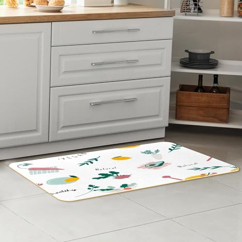 Alfombrillas de cocina antideslizantes y lavables con diseño vegetal VAPOKF 7