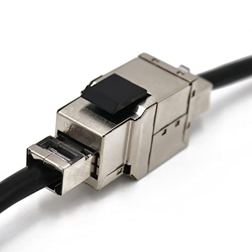Conector Keystone Blindado ETS Cat6A RJ45 F-F para Patch Panel miniatura 3