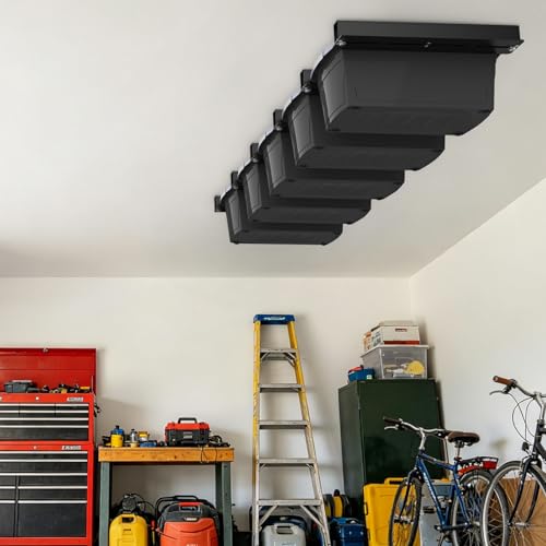 Linone-Ceiling-Storage-Rack-6-Sets-for-5-Bins-16-Inch-Heavy-Duty-Overhead-Garage-Storage-Rack-Adjustable-Ceiling-Bin-Storage-System