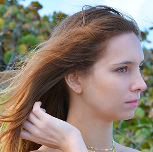 14K Gold Conch Hoop Earrings Gold | Conch Piercing Hoops Jewelry Helix Hoop Earring Gold 20 Gauge Hoop Earrings Orbital Nose Ring Hoop Cartilage Non Tarnish Huggie for Women Ear Piercings | Handmade in FL4