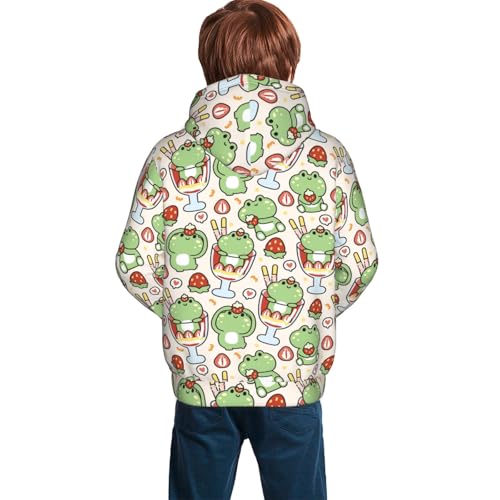 Cute Frog with Ice Cream Kid Hoodies Boys Sweatshirts Girls Pullover with Pocket4