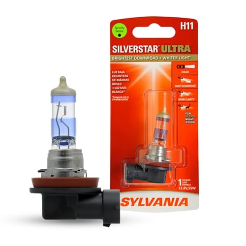 SYLVANIA - H11 SilverStar Ultra - High Performance Halogen Headlight Bulb, High Beam, Low Beam and Fog Replacement Bulb, Brightest Down Road with Whiter Light, Tri-Band Technology (Contains 1 Bulb)