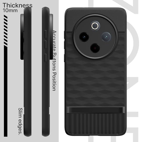 Image of Pikkme Back Cover for Vivo T4 5G / iQoo Z10 5G Soft Grip 3D Hexa Cube Texture Silicone Bumper Case (Black)