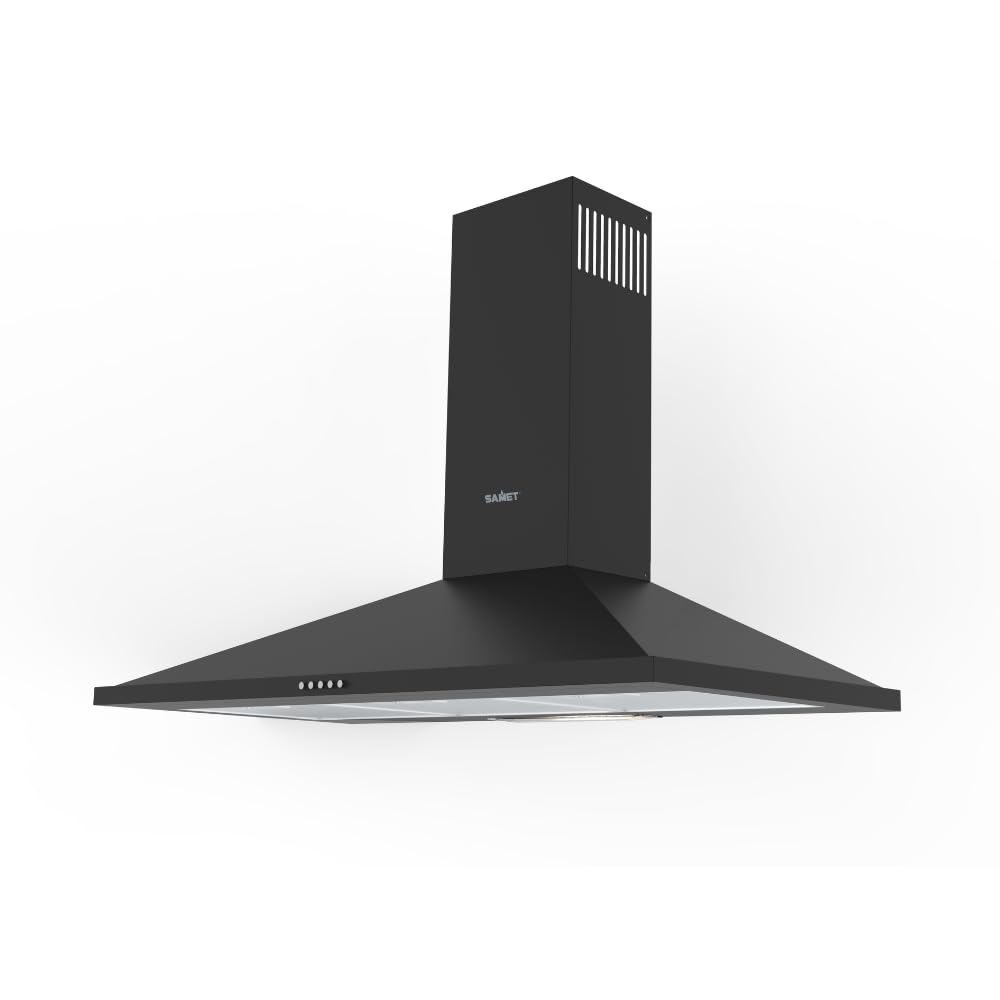 Campana piramidal de 90 cm con 3 niveles de velocidad color negro - Eolo Samet