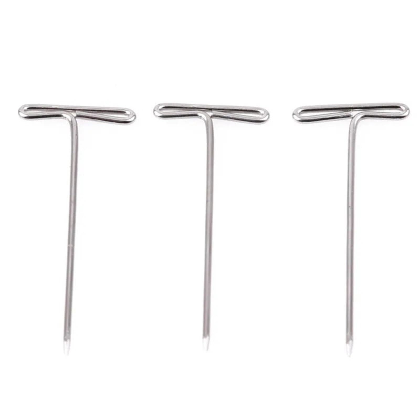 T Pins 50/100Pcs 27/32/38/45/50MM T Pin Needles Wig Making Pins For Blocking Knitting Assorted Sizes T-Pins Stainless Steel(100pcs-27MM)