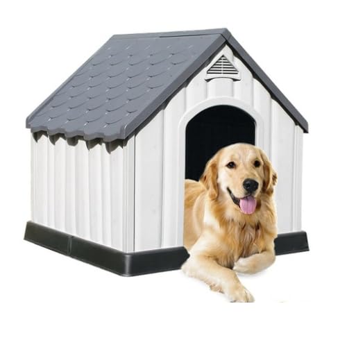 Caseta para perros grande de plástico duradero, estancia para perros grandes y pequeños, 92X87X90 cm