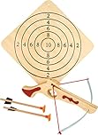 Childrens Wooden Toy Crossbow With 3 Arrows & Target
