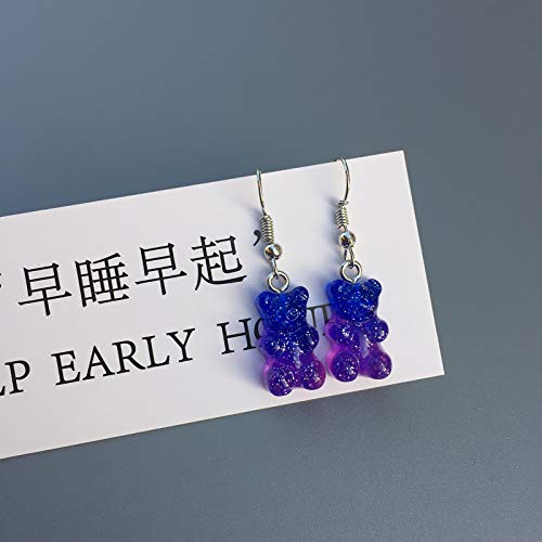 Gummy Bears Earring Set Cute Colorful Candy Color Twinkling Bear Animal Drop Dangle Earring Stud for Women Jewelry-A3