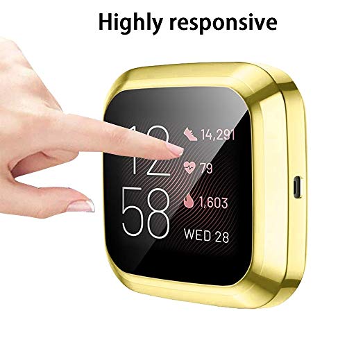 YCDZ STORE Capa protetora para Fitbit Versa 2 com revestimento de TPU (Preta) (Cor: Ouro)