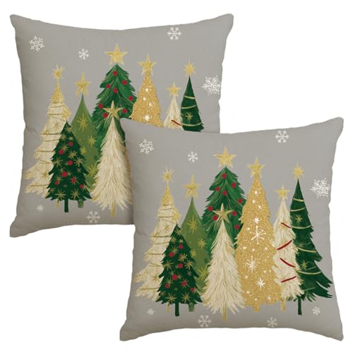 Artoid Mode Grau Stern Bäume Kiefern Frohe Weihnachten Kissenbezüge...