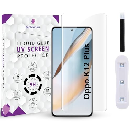 Image of Mobilebies Premium HD+ UV Tempered Glass Screen Protector For Oppo K12 Plus (6.7 Inch, Pack of 1) Full Adhesive UV Curved Screen Protector Case Friendly HD Clarity with installation kit & Guide
