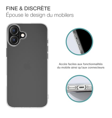 Pack Coque iPhone 16 Souple Bigben et Protege Ecran Antichoc