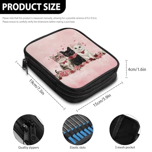 Image of Vanideaoty Kitten Crochet Hook Case Lightweight Rose Crochet Organizers and Storage Soft for Travel Outdoors Home Valentines Day Gifts Easy to Carry