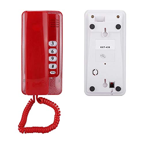 Teléfono fijo retro con montaje en pared, rojo miniatura 7