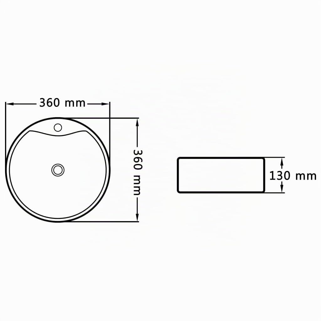 vidaXL Lavabo con Rebosadero Baño Servicio Fregadero Piezas de Fontanería Bricolaje Instalación Decoración Aseo Grifería 36x13 cm Cerámica Blanco