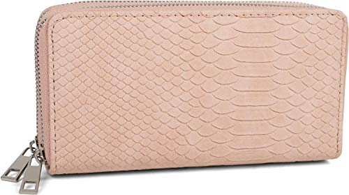 Preisvergleich Produktbild styleBREAKER Damen Geldbörse in Krokodilleder Optik, 2 umlaufende Reißverschlüsse, Portemonnaie 02040126, Farbe:Rose