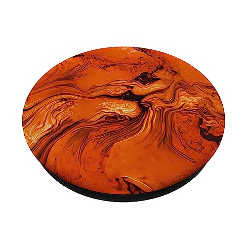 Abstract Orange Pattern #035 PopSockets Swappable PopGrip, Black - Image 2