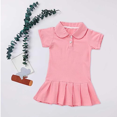 Girls' P𝗶que P𝐨lo Dress School 𝗨niform Ruffle Short Sleeve P𝐨lo Dress Little Girls Summer Beach Dresses2
