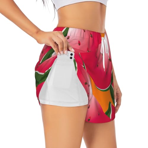 Short de sport femme imprimé pastèque respirant léger