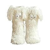 Generisch Cozy Socks, Kuschelsocken Damen mit Niedliche Ohren, Lustige Flauschige Wintersocken Haussocken Warme mit Anti Rutsch Sohle, Thermo Hüttensocken für Damen Mädchen
