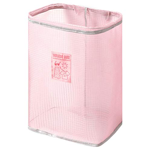 OFFSCH Cesta de Almacenamiento para Ropa Plegable de Pared 38X30X25 CM en Tela de Nailon Rosa para Baño y Dormitorio, para Colgar Detrás de Puertas o Muebles