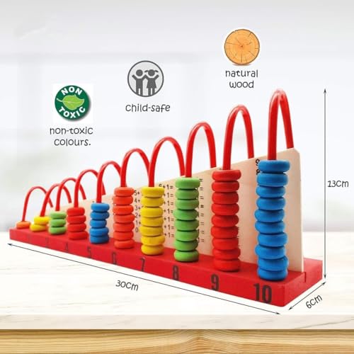 ZELVO Wooden Calculation Shelf | Abacus Counting Addition Subtraction | Maths Learning Early Educational Kit Toy for Kids 3+ Years - Image 2 thumbnail