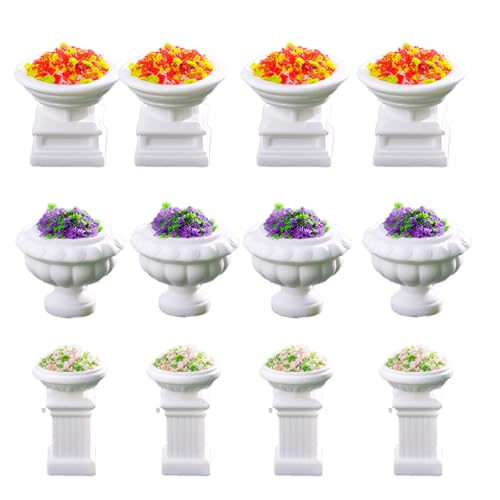 Miniature Dollhouse Plant Flowers, Mini Potted Plant Artificial Tiny Flowers