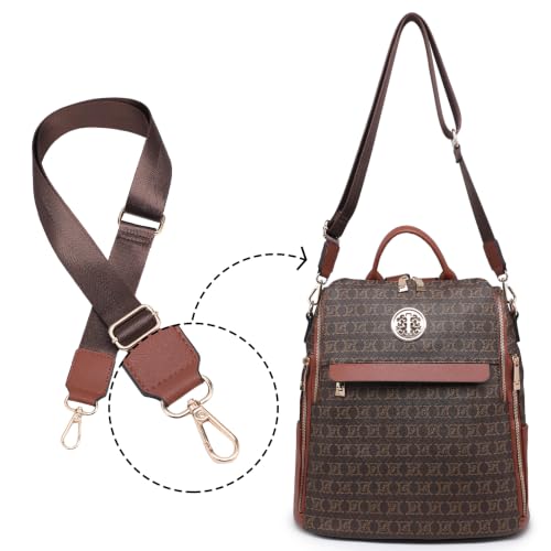 Image of JULIE FERRARO Women's Convertible Backpack Purse Vegan Leather Fashion Backpack Bag Large Capacity Travel Shoulder Bag with Wristlet 2PCS Set