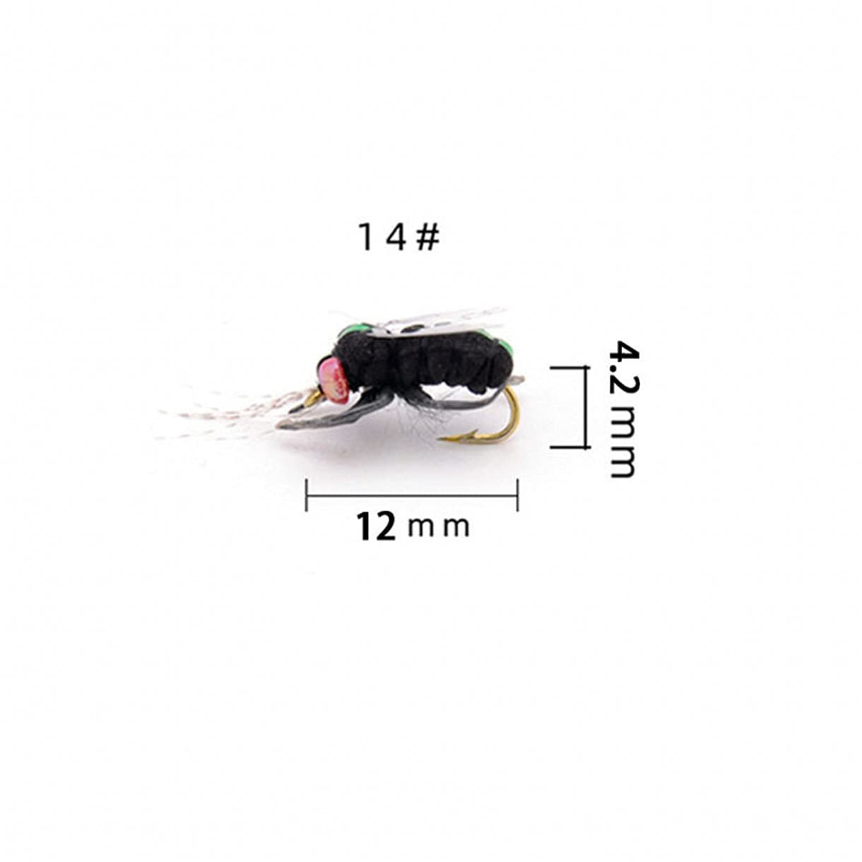 YJIUYUANQ Fishing Artificial Little Fly Fishing Lures Hook size14#,3PCS, AS SHOW