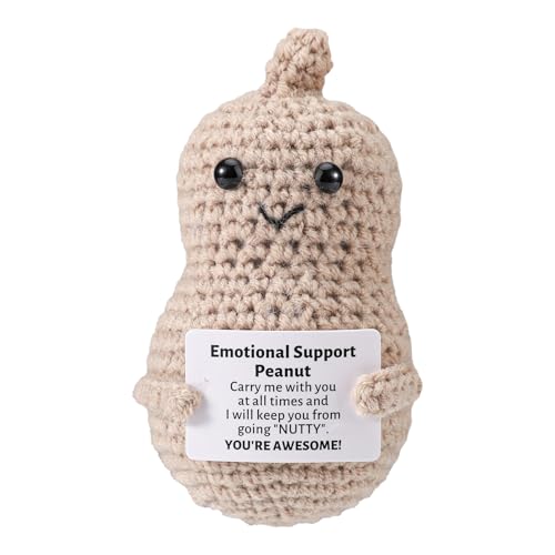 TOYMIS Positive Erdnuss, Emotionale Gehäkelte Erdnuss Unterstützung Süße Puppe Handgefertigt Positives Strickspielzeug Aufmunterungsgeschenke für Geburtstagsgeschenke Zuhause Büro Dekor (11,5cm)