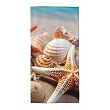 KLLTYHMU Toallas de mano para baño, toallas de baño suaves y absorbentes, toalla decorativa de microfibra, toalla de cara de playa, conchas de estrella de mar, toallas de cocina para el hogar, hotel