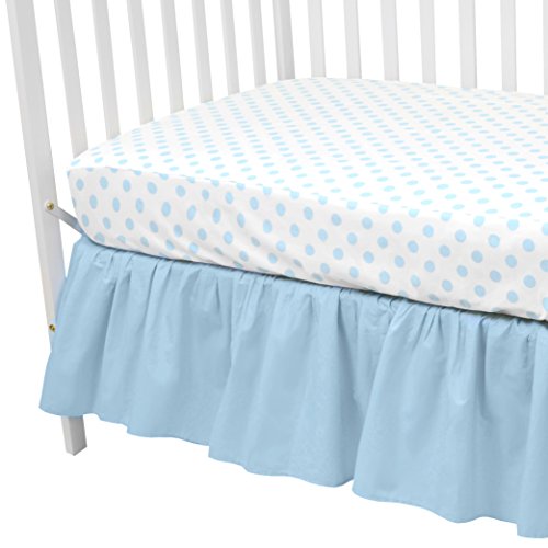 Tl Care 100% Natural Cotton Percale Fitted Crib Sheet For Standard Crib And Toddler Mattresses, White With Blue Dot, 28 X 52, Soft Breathable, For Boys And Girls #TOP2